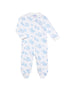 Blue Toile Zipper Footie