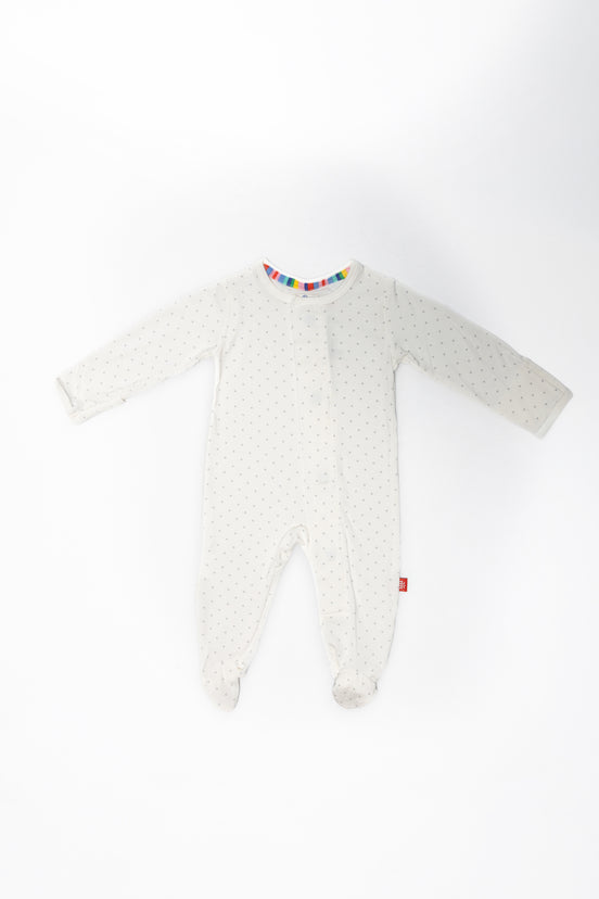 Magnetic Footie - Pin Dot Cream