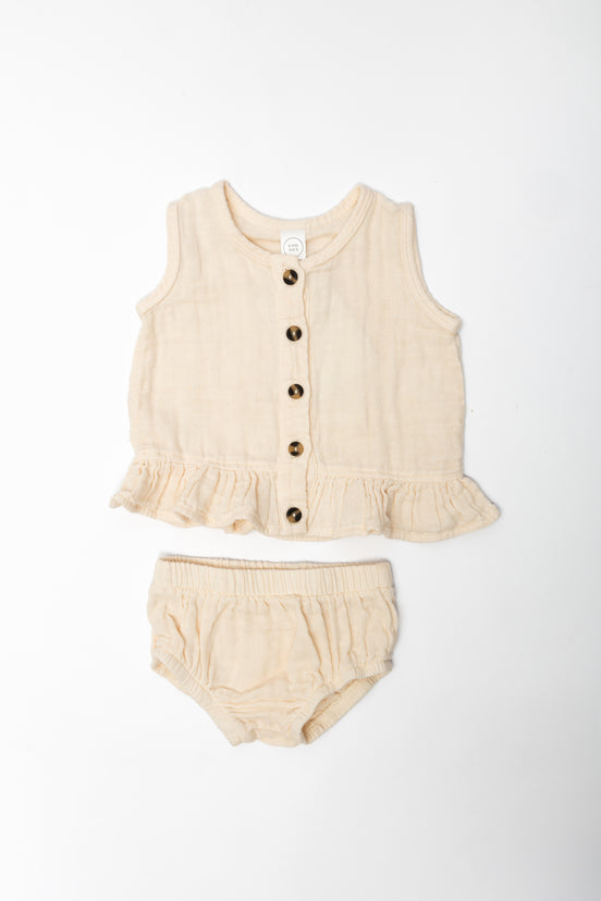 Ruffle Tank + Bloomer Set - Cream
